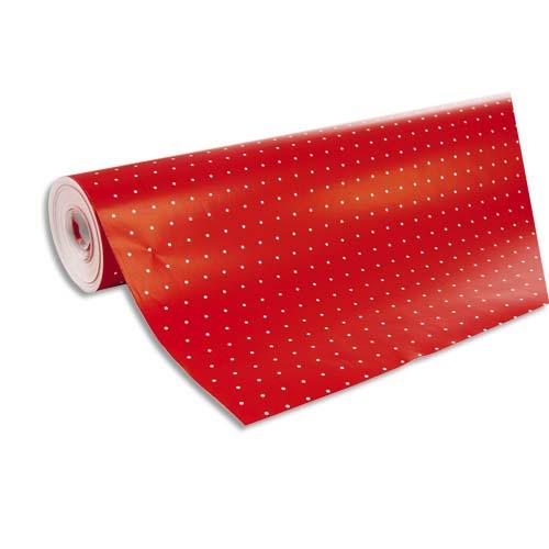 [373042] CLAIREFONTAINE Rouleau de papier cadeau ALLIANCE 80g. Spécial commercant : 50x0,7m. Rouge pois Blanc