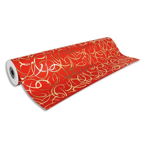 [373050] CLAIREFONTAINE Rouleau papier cadeau Arabesque Premium 80g. Dimensions 50 x 0,70m. Coloris Rouge motif or