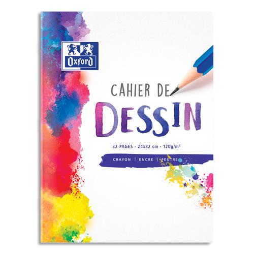 [373342] OXFORD Cahier de dessin OXFORD SCHOOL 24 x 32 cm 32 pages 120g Uni Couverture Polypro
