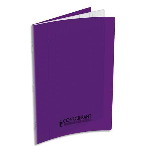 [375074] CONQUERANT C9 Cahier piqûre 17x22cm 48 pages 90g grands carreaux Seyès. Couverture polypropylène Violet
