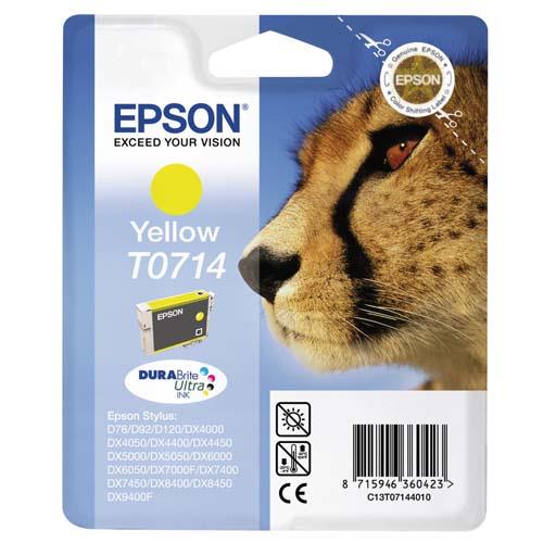 [376986] EPSON Cartouche Jet d'Encre DURABrite Ultra Jaune ''Guépard'' (T0714) - C13T07144012 (dont eco-taxe de 0,01 €)