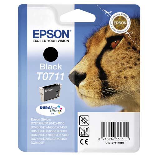 [377208] EPSON Cartouche Jet d'Encre DURABrite Ultra Noir ''Guépard'' (T0711) - C13T07114012 (dont eco-taxe de 0,01 €)