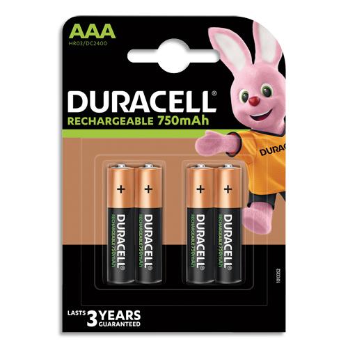 [378711] DURACELL Piles Rechargeables AAA 750 Mah, lot de 4 piles