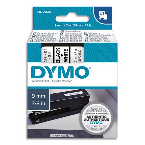 [382587] DYMO Ruban D1 Noir/Blanc 9MMX7M pour 1000/1000+/2000/3500/4500/5000/5504