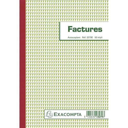[383080] EXACOMPTA Manifold Factures 21x13,5cm - 50 feuillets tripli autocopiants