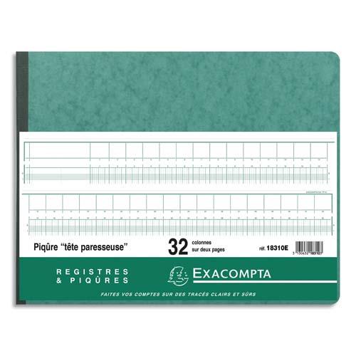[383113] EXACOMPTA Piqûre 29,7x38cm à tête paresseuse 32 colonnes sur 2 pages 35 lignes 80 pages