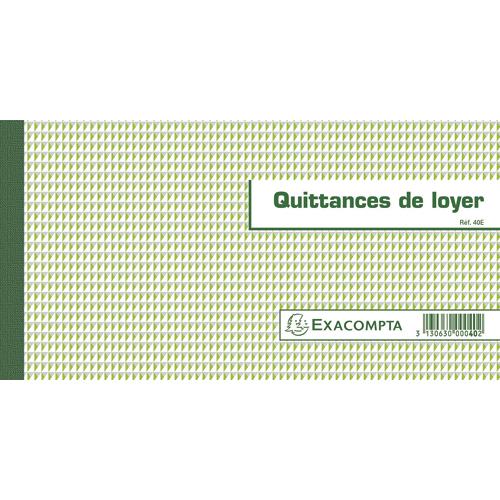 [383135] EXACOMPTA Carnet à souche Quittances de loyer 13,5x18,5cm - 50 feuillets - Format horizontal