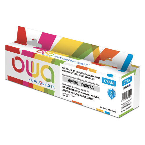 [384096] OWA Cartouche Jet d'encre reman pour HP 980 Cyan D8J07A K20586OW (dont eco-taxe de 0,02 €)