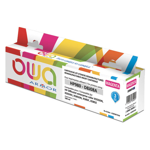 [384097] OWA Cartouche Jet d'encre reman pour HP 980 Magenta D8J08A K20587OW (dont eco-taxe de 0,02 €)