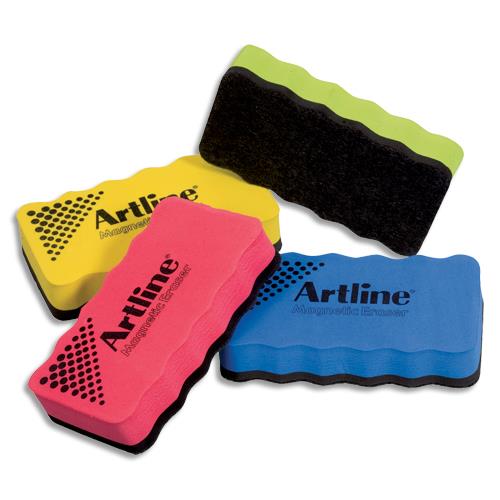 [384698] ARTLINE Brosse magnétique pour tableaux Blancs, L10,5 x H2 x P5,5 cm, 4 coloris assortis aléatoires