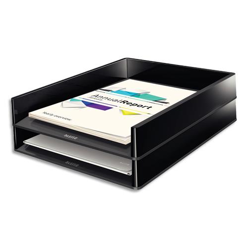 [384836] LEITZ Corbeille à courrier Dual Noire anthracite métallisé - Dimensions : L26,7 x H4,9 x P33,6 cm