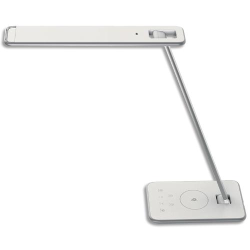 [384866] UNILUX Lampe LED Jazz Blanche, interrupteur tactile, port USB, chargeur, Tête 35 cm H47 cm Socle 12x20 cm (dont eco-taxe de 0,21 €)