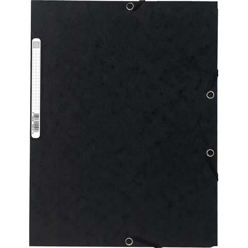 [081888] EXACOMPTA Chemise 3 rabats/ élastique, carte lustrée 5/10e, 400gr. Format 24x32cm. Coloris Noir.