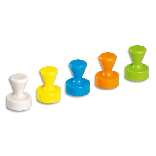 [385043] MAUL Blister de 10 Aimants au néodyme en forme de quille Assortis, résistance 1,5 kg, D1,2 x H1,6 cm
