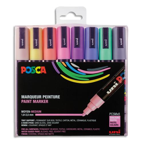 [102677] POSCA Set de 8 Markers Pointe conique moyenne assortis