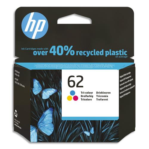 [411385] HP 62 Cartouche d'Encre Trois Couleurs Authentique (C2P06AE) (dont eco-taxe de 0,02 €)