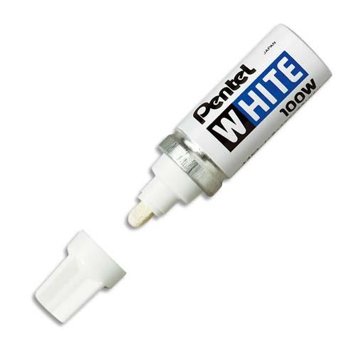 [019773] PENTEL Marqueur peinture pointe en fibre ogive large corps métal coloris Blanc WHITE 100W