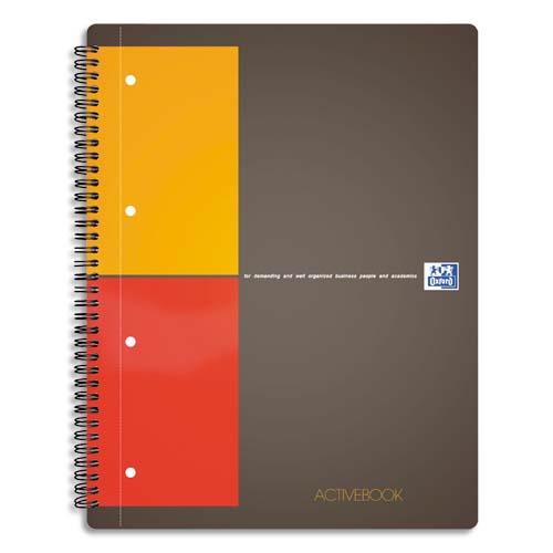 [019983] OXFORD Cahier Activebook spirales 160 pages perforées 80g 5x5 17x21cm Couverture polypro Gris