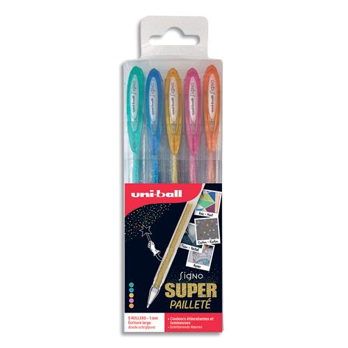 [110021] UNI-BALL Pochette de 5 stylos bille à encre gel Electrics, couleurs pailletées assorties UM120SP-5