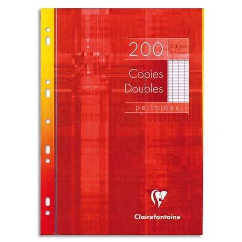 [117173] CLAIREFONTAINE Copies doubles perforées Blanche 21x29,7cm 200 pages grands carreaux Seyès 90g étui carton