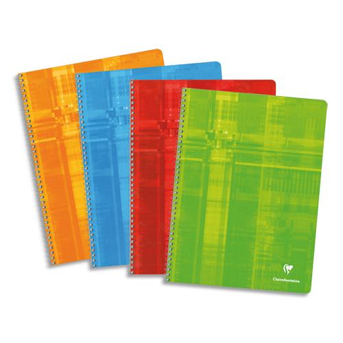 [118292] CLAIREFONTAINE Cahier spiralé 180 pages Seyès 24x32. Couverture carte