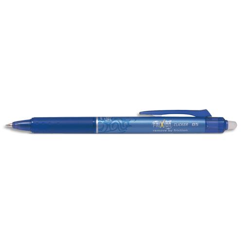 [434391] PILOT Roller FriXion Clicker pointe fine rétractable 0,5 mm. Encre thermosensible effaçable Bleue