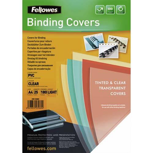 [123930] FELLOWES Boîte de 25 couvertures transparentes PVC format A4 180 microns 5380001