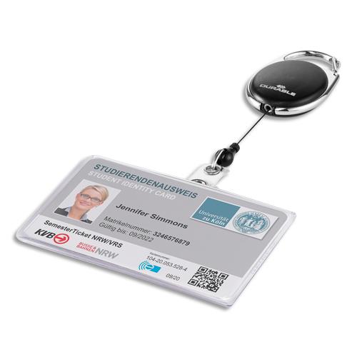 [444223] DURABLE Porte-Badges en plastique, fomat paysage. Enrouleur STYLE avec mousqueton.