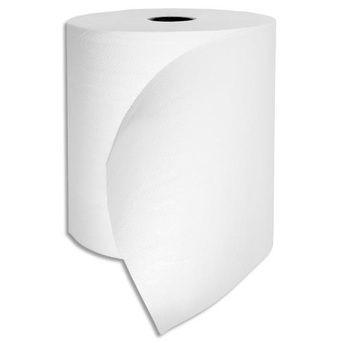[444849] Lot de 6 Bobines d'essuie-mains pure ouate de cellulose blanche, 2 plis, longueur 140 m, laize 19,40 cm