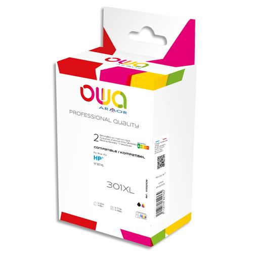 [445341] OWA P/2 Cartouche jet d'encre compatible noir+couleur 301XL K10501OW (dont eco-taxe de 0,02 €)