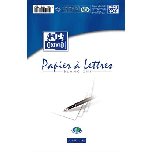 [446197] OXFORD Bloc correspondance de 50 feuilles 80 grammes format 148x210 mm uni