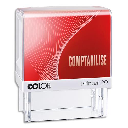 [450190] COLOP Timbre formule COMPTABILISE - Printer 20 L à encrage automatique Rouge. Dim.empreinte 14x38mm