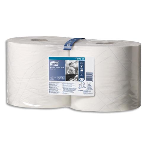 [451755] TORK Lot de 2 Bobines Papier d'essuyage Plus Combi Roll 2 plis 750 formats prédécoupés 255m Blanc