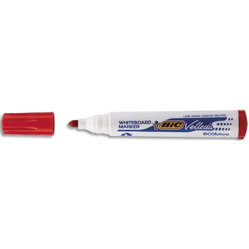[452094] BIC Velleda 1701 ECOlutions Feutres pour Tableau Blanc Effaçables à Sec à Pointe Conique Moyenne - Rouge