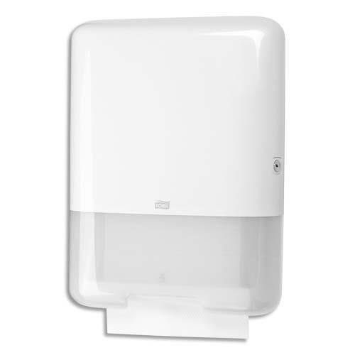 [452418] TORK Distributeur pour essuie-mains pliés en V/C H3 Dim. L33,3 x H43,9 x P13,6 cm Blanc semi transparent