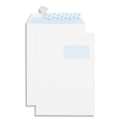 [453537] GPV Boîte de 250 pochettes auto-adhésives vélin Blanc 90g format 229x324 C4 fenêtre 50x110