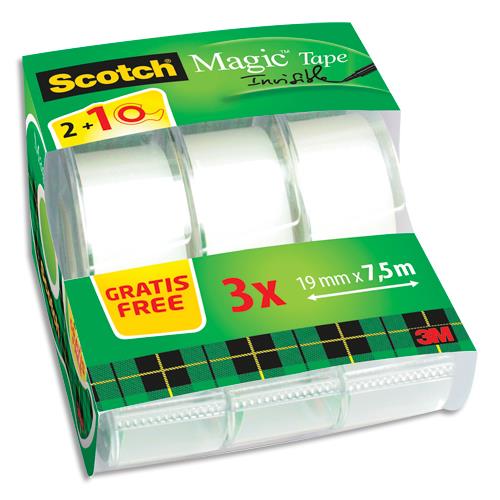 [453643] SCOTCH Lot spécial CADDY PACK 2 (+1 gratuit) dévidoir adhésif Scotch® Magic™ 19 mm x 7,5 m