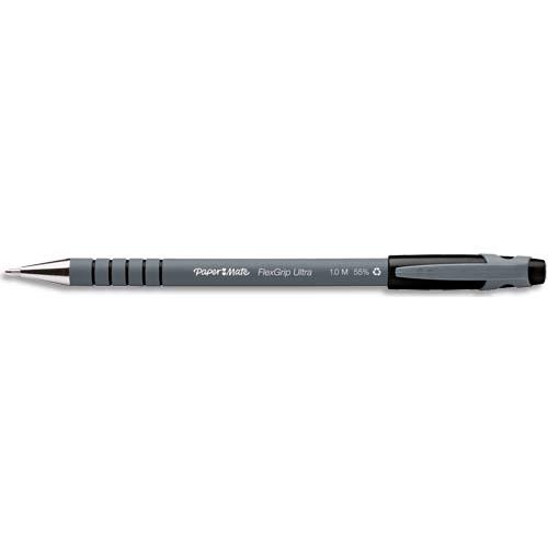 [457067] PAPERMATE Stylo à bille pointe moyenne encre Noire corps caoutchouc à capuchon FLEXGRIP