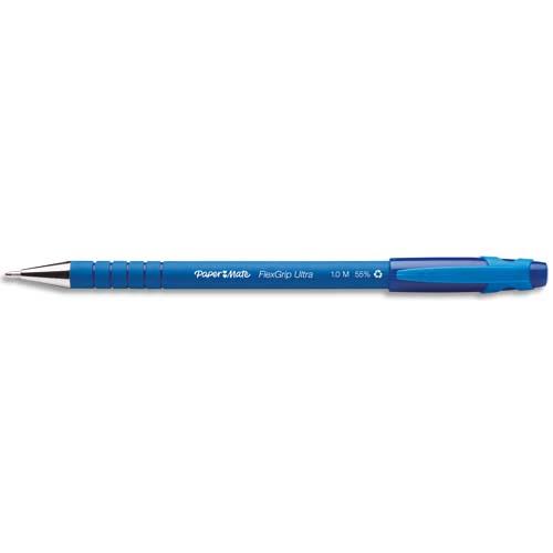 [457075] PAPERMATE Stylo à bille pointe moyenne encre Bleue corps caoutchouc à capuchon FLEXGRIP