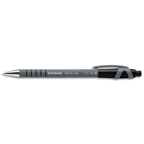 [457121] PAPERMATE Stylo bille Flexgrip pointe moyenne rétractable encre Noire corps caoutchouc