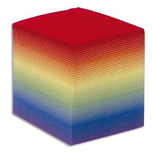 [474754] QUO VADIS Bloc cube arc en ciel 9x9x8cm 610 feuilles encollées 80g Ange Bleu