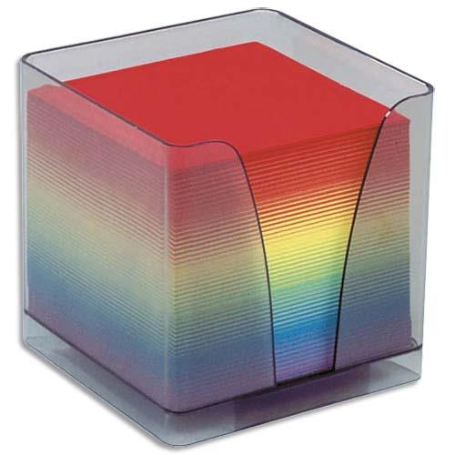 [474843] QUO VADIS Boîtier plexi fumé + recharge bloc couleur 590 feuilles 80g 9x9x7.5 cm