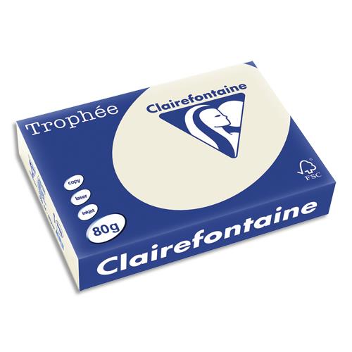 [475214] CLAIREFONTAINE Ramette de 500 feuilles papier couleur TROPHEE 80 grammes format A4 Gris perle 1788