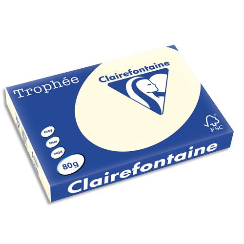 [475288] CLAIREFONTAINE Ramette de 500 feuilles papier couleur TROPHEE 80 grammes format A3 Gris perle 1251