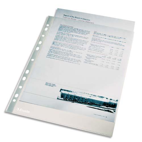 [476364] ESSELTE Sachet de 100 pochettes perforées A4 en polypropylène lisse 4/100e incolore